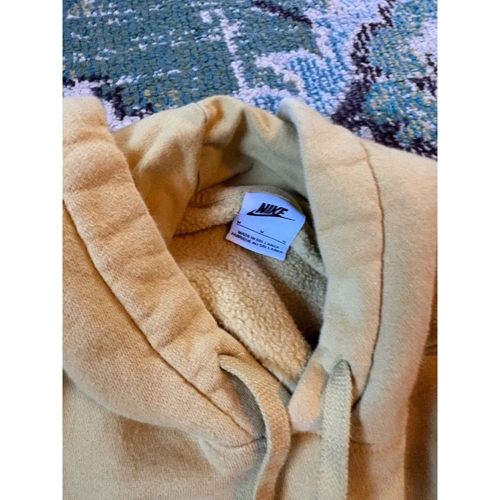 Nike Sportswear Club Fleece Hoodie Mustard Yellow Tan Pullover Womens‎ Medium